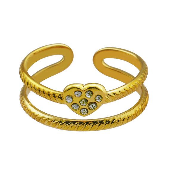 RENEE Ring - Double Stacked Zirconia Heart - Picture 1 of 9